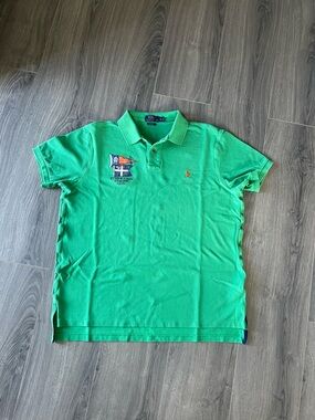 Polo Ralph Lauren Polo Shirt with Green Nautical Flags Mens short sleeve size XL